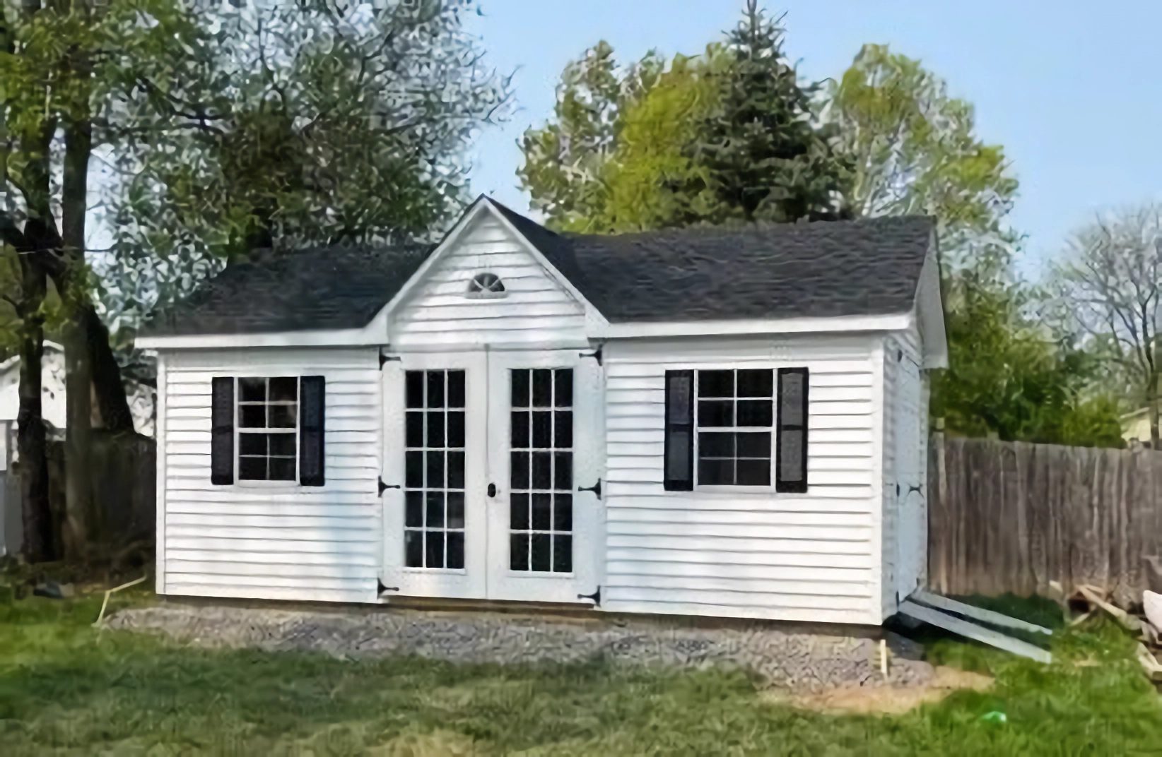 A New England-style vinyl shed.