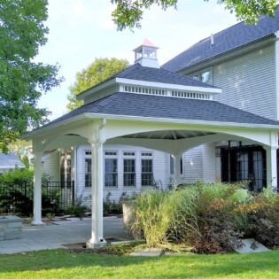 17x19 Double Roof Montford Pavilion; Curved Beam trim; 26 Sedona